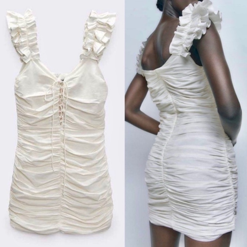 Zara Cream Ruffled Mini Dress